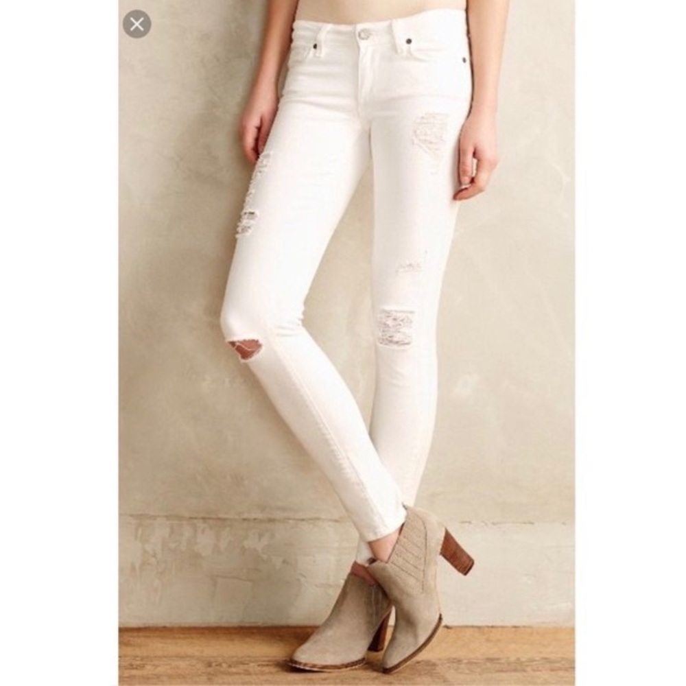 Anthropologie Paige Verdugo Ultra Skinny Distressed White 25